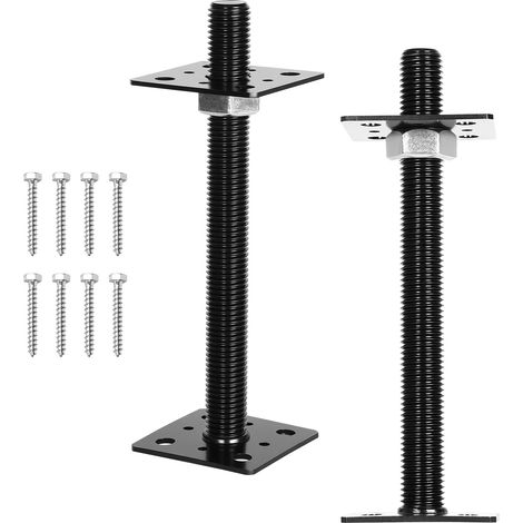 Wolketon Pfostenträger höhenverstellbar 30–250 mm – Individuell anpassbare Höhe für Zaun, Pergola und Terrassenbau Schwarz 2PCS