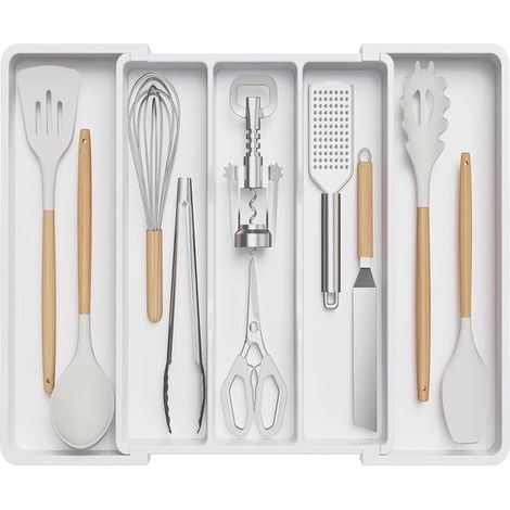 Vassoio portaposate per cassetto - portaoggetti per posate, cucchiai, forchette, coltelli, grandi (1/5)