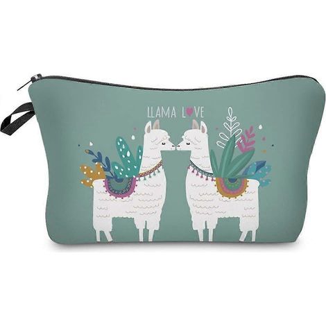 Wasserabweisende, niedliche kleine Kosmetiktasche, hübsch bedruckte Kosmetiktasche, Reiseetui (Lama-Geschenke) (1/5)