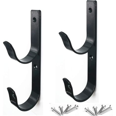 Lot de 2 crochets larges en aluminium noir avec vis - Crochets parfaits pour piscine, bâtons télescopiques, écumoires, filets, tuyaux d'aspiration, etc (1/5)