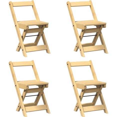 Lot de 4 chaises de cuisine ou salle à manger pliables en bois de pin brun DEC026289 (1/5)