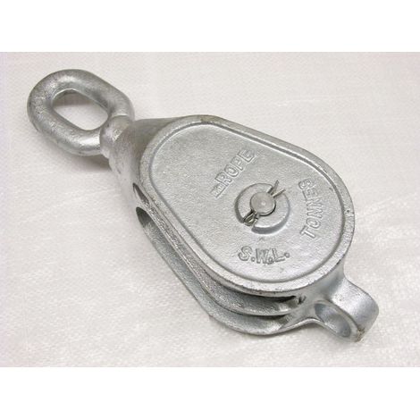2 Ton 6" GMI Double Block With Swivel Eye Galvanised - 24MM Fibre Rope Safety Lifting (1/2)