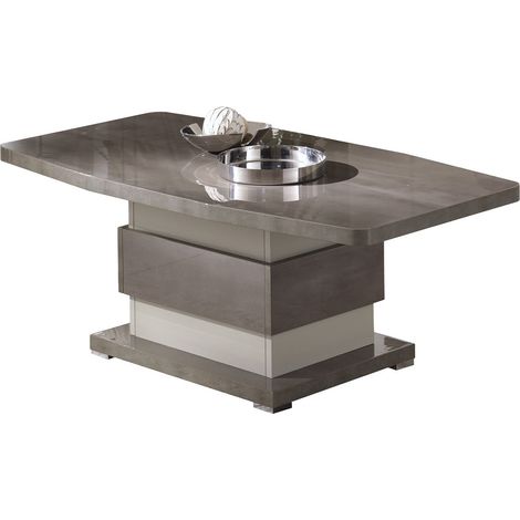 AUXANE - Table Basse Gris Acier Metallisé et Gris Perle Mat (1/4)
