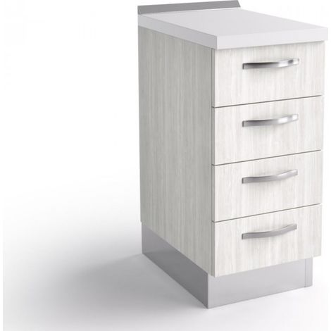 Base commode cuisine 40x60x84 cm en bois blanc d’Alaska avec quatre tiroirs - Massa (1/3)