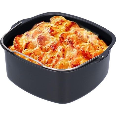 Heißluftfritteuse Zubehör 20cm Quadratische Kuchenform Backformen Fritteuse Backform Cake Pan Pizzaform Brotbackkorb Luftfritteuse