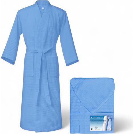 ACCAPPATOIO Nido Ape BEE© in Puro cotone con Cappuccio da Adulto AZZURRO M