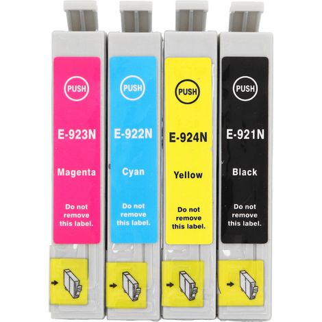 Transparente Tintenpatronen (4 Stück) in Schwarz, Cyan, Gelb und Blau, lichtbeständiger Druck, 400 Seiten, für Stylus T26, T27 und TX106 Drucker (1/5)