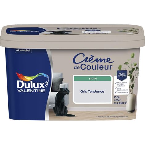 [PROMO] Peinture Crème De Couleur Satin Gris Tendance 2,5 L - Dulux Valentine