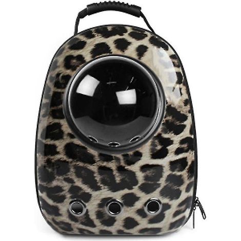 Sac de voyage portable de haute qualité pour chat/chien, style capsule spatiale, respirant, avec fenêtre en forme de bulle - Modèle Léopard (1/5)