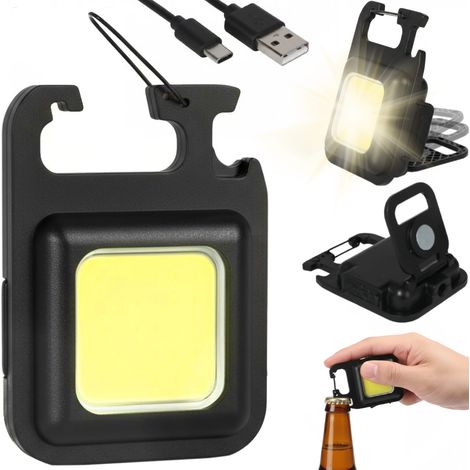 Mini torcia tascabile con portachiavi a LED, USB e magnete apribottiglie (1/5)