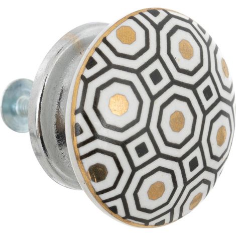 Boutons de meuble x2 Arianna en céramique & métal D4cm blanc - Atmosphera créateur d'intérieur