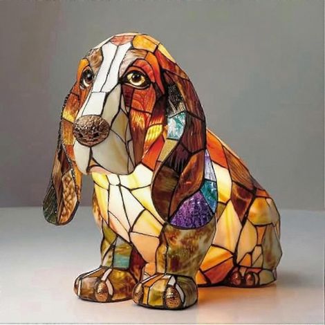 Veilleuse LED créative pour les amoureux des animaux - Lampe décorative artistique sur le thème des chiens avec éclairage doux C