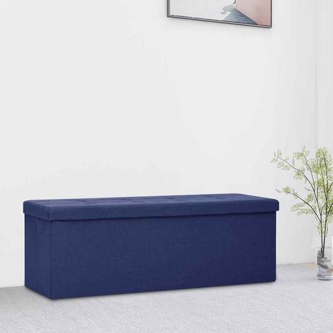 Banc Coffre de rangement pliable - Banquette Pouf Bleu Faux lin BV866297 - BonneVie (1/5)