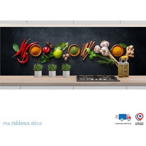 Crédence : Aliments alignés 1 - Alu composite - 120 - 60 (1/3)