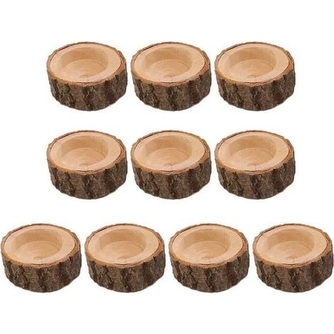 10pcs bougeoirs en bois d'écorce pour pot de fleurs, pot de fleurs, pot de fleurs, pot de fleurs, porte-bougies, support pour (1/4)