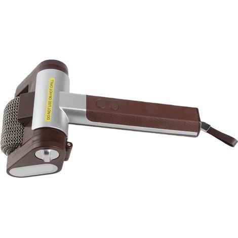 Brosse rotative pour barbecue sans fil rechargeable avec rouleau en acier inoxydable 350 tr/min et lumière LED, nettoyant électrique pour barbecue, marron (1/5)