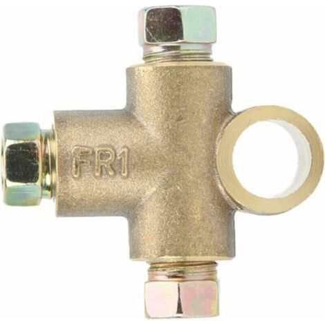 Connecteur de tuyau en T de ligne de frein en forme de T adaptateur 3 voies avec 3 écrous mâles Union courte M10 tuyau 3/16 pouces 10mm+raccord circuit de freinage 3 voie flexible (1/4)