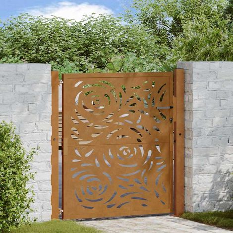 vidaXL Portail de jardin 100x100 cm en acier patiné motif flamme (1/5)