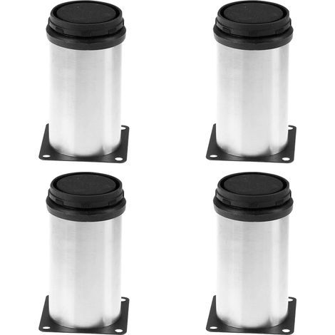 Lot de 4 pieds de meubles réglables en acier inoxydable avec vis de montage pour armoire, table basse, lit, meuble de cuisine, canapé – 50 x 100 mm (1/5)