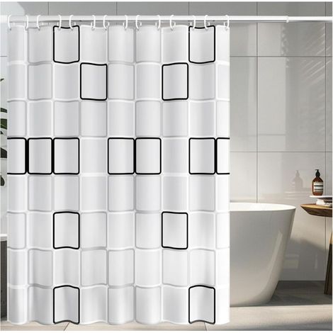 Bardusch-Rideau De Salle de Bain Imperméable - 180X200cm, Avec 12 Crochets - Lavable, Pour Baignoire et Salle de Bain (1/5)