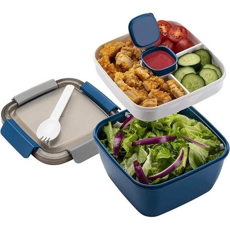 Lunchbox mit unterteilten Fächern Lunchbox für Erwachsene und Kinder Nachhaltig Auslaufsicher Spülmaschinenfest Salat Lunchbox Bento Box für Schu (1/5)