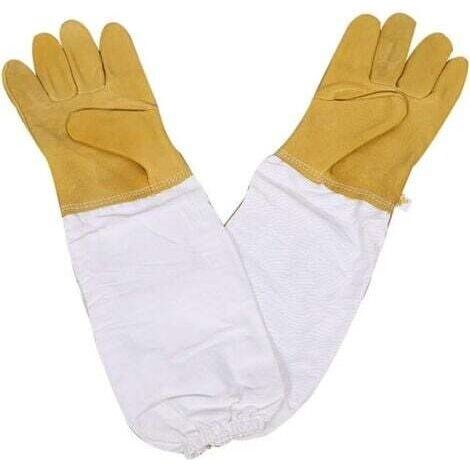 Gants d'apiculture (Jaune), Gants de Protection en Peau de Mouton Manches Longues Durable Parfait pour l'apiculteur débutant (1/5)