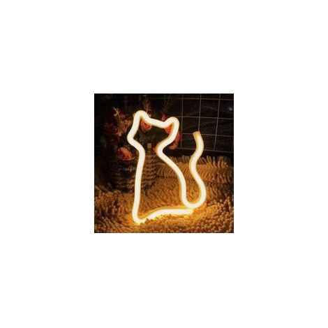 Cat Néon Enseignes Lèvre lumineuses Décoration murale, Batterie/USB alimenté Chat Néons Applique murale Intérieur Luminaires pour chambre, Saint Valentin, Éclairage de Noël jaune chat (1/5)