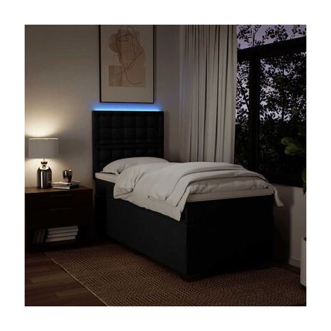 Sommier et matelas en tissu noir champignon 80 × 200 cm, tissu doux et respirant, meuble de chambre, design contemporain, montage facile (1/5)