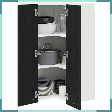 Armoire suspendue - 884371 - Chêne noir et blanc - 57 x 57 x 100 cm - Bois d'ingénierie (1/5)
