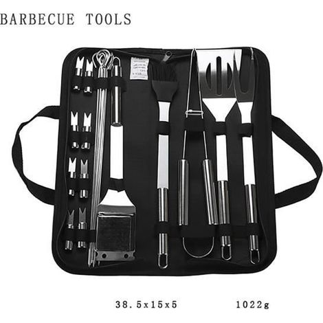 20pcs Ustensiles Barbecue, Kit Barbecue Acier Inoxydable Accessoires Barbecue Outils Ensembles de Cuisine Set BBQ Grill (1/4)
