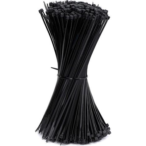 Serre-cables électriques 200 x 2.5 mm Attaches de Cable en Plastique Nylon Autobloquantes Noir 500 Pièces- (1/5)