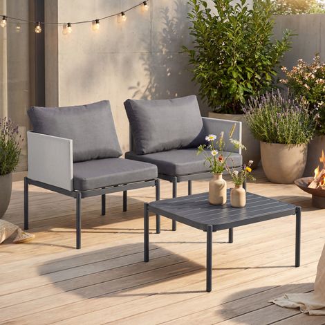 Set de muebles de jardín Accettura 3 piezas aluminio - Gris [casa.pro] (1/5)