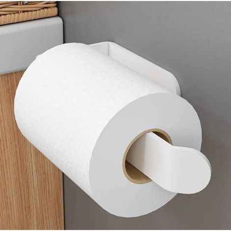 Quadratischer Toilettenpapierhalter aus rostfreiem, weißem Aluminium, kein Bohren erforderlich, geeignet für Badezimmertoiletten.