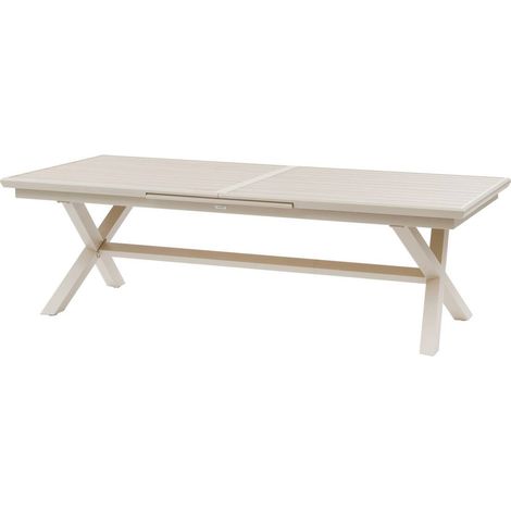 Ausziehbarer Gartentisch Axiome Holzoptik Leinen & Ton 12 Plätze aus Aluminium - Hespéride