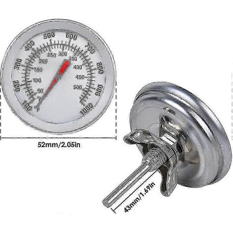 Ofenthermometer aus Edelstahl, maximale Temperatur 500°C/1000°F - Analoganzeige - Ideal für Grill, Pizzaofen und Holzofen.