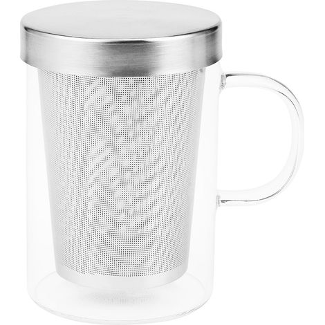 500 Ml Voyage Infuseur de Thé en Verre RéSistant à la Chaleur Tasse avec Couvercle Acier Inoxydable Café Culbuteur Cuisine Grand (1/5)