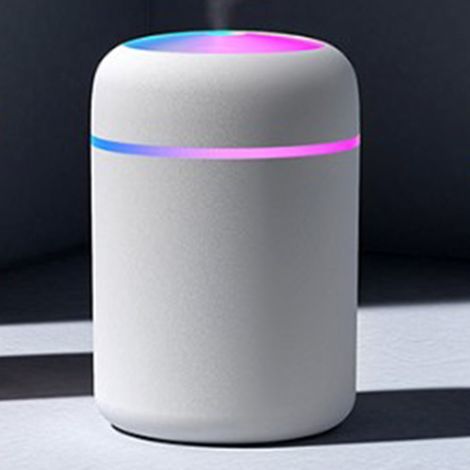 Humidificateur à brume fraîche 300 ml, petit format, humidificateur à tasse colorée, purificateur d'air USB pour voiture, blanc (1/5)