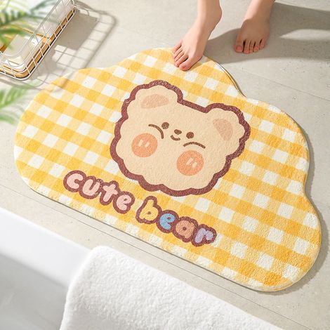 Tapis de Salle de Bain Mignon Ours Absorbant Antidérapant Séchage Rapide 40x60 cm (1/5)