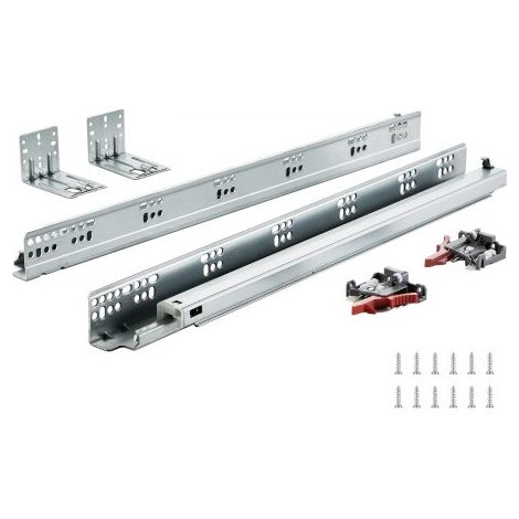 10 Paar 533,4-mm-Schubladenschienen für die seitliche Montage an der Unterseite, vollständig kugelgelagerte Verlängerungsschiene aus Stahl, Schrankschienen mit Verriegelungsmechanismus 100 Pfund (1/5)