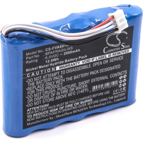 vhbw Akku Ersatz für Fresenius 99178130, MB3639-O, MB3639, BPAFRAGILIAS für Medizintechnik (2000 mAh, 6 V, NiMH)