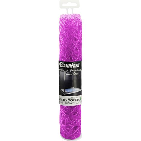 Tappeto antiscivolo per vasca Mod. Mix in PVC 72 x 36 cm fucsia con ventose di sicurezza tappetino bagno doccia Fucsia 72x36 Cm