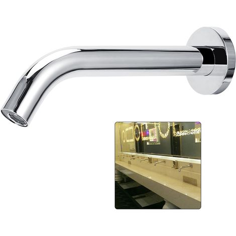 Robinet d'eau G1 / 2in, robinet d'eau à capteur d'induction infrarouge en acier inoxydable mural, robinet d'eau économiseur d'eau de bassin chaud et froid (1/5)