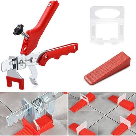 600 Système de Nivellement Carrelage, 2mm localisateur de carrelage+ 500 Clips+100 pièces Cales réutilisables Ensemble, l'aide à la pose des carreaux, Pour les professionnels (1/5)
