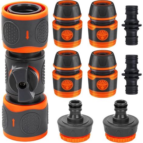 Extension Rapide du Tuyau,9 Pièces Connecteur de Tuyau D'arrosage 1/2 Pouce,Connecteur Tuyau Arrosage,Connecteurs et Raccords de Tuyau d'eau,pour Jardin,Irrigation et Rallonge de Tuyau (1/5)