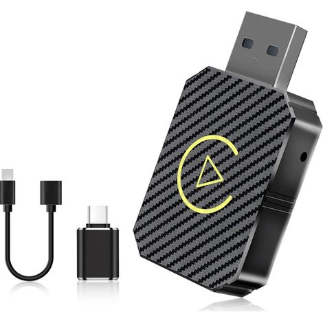 Wireless CarPlay, Wireless CarPlay-Adapter, CarPlay Android Auto, Wireless CarPlay, 2-in-1 Wireless CarPlay-Adapter für Autos mit CarPlay & AA, USB C/A (schwarz) (1/5)
