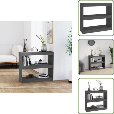 Bibliothèque/Séparateur de pièce Gris 80x30x71,5 cm Pin massif - Bibliothèque - Étagère - Meuble De Rangement - Séparateur De Pièce - Bois Massif (1/5)