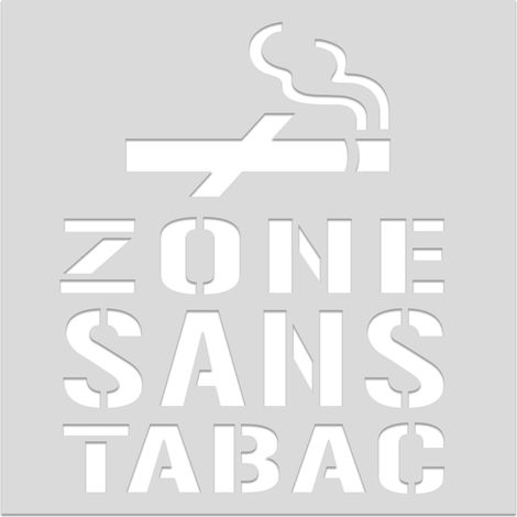 Pochoir de marquage au sol "Zone sans tabac" – Format 800x800 – PVC 5 mm – Décret 2025-582 – avec bombe de peinture blanche – usage extérieur (1/2)