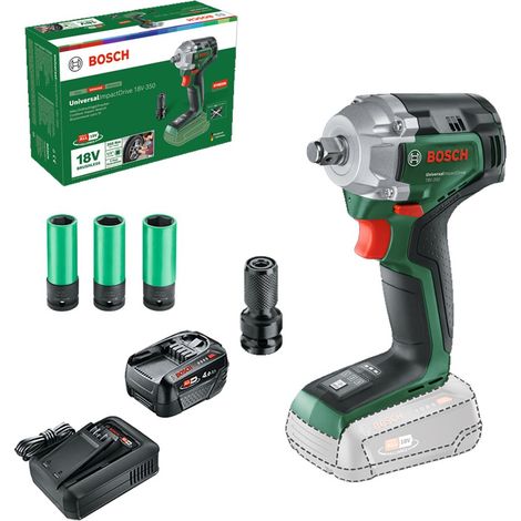 Bosch 0603980305 18v 1/2"" Impact Wrench UniversalImpactDrive + 4AH Battery Kit