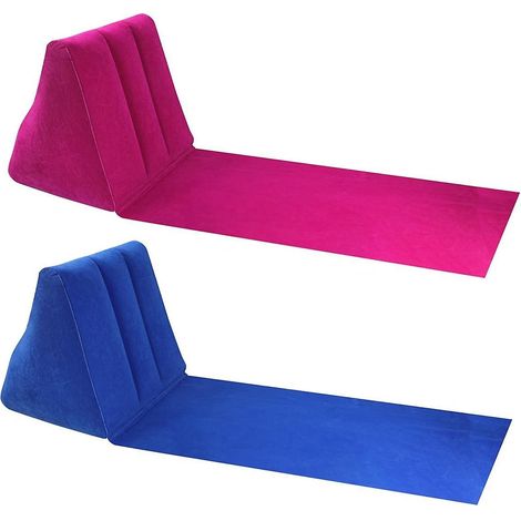 Coussin de plage gonflable, chaise longue portable, idéale pour la plage et le camping (lot de 2), rouge et bleu. (1/5)