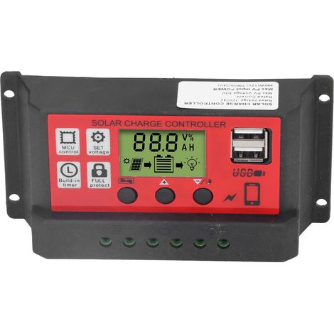 Régulateur de Charge Solaire 30A LCD pour Batterie 12V/24V - Contrôleur Intelligent Panneau Solaire Réglable (1/5)